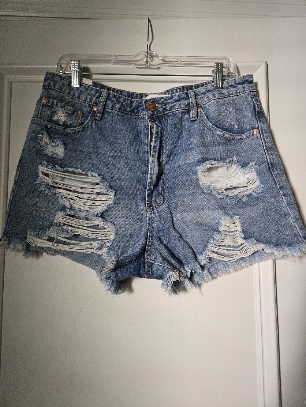 Almost Famous Distressed Blue Denim Women's Shorts - Classic Summer Style